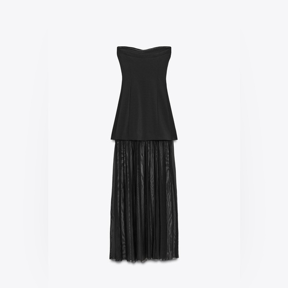 🆕(NWT) ZARA Bloggers Fav Combination Strapless Tulle Maxi Dress Size SMALL - Picture 4 of 9